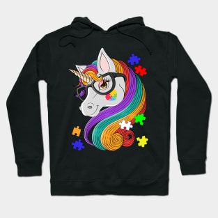 Beautiful Unicorn Glasses Autism Proud Hoodie